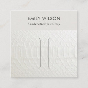 VISITE CARRÉ CARTE D'AFFICHAGE DU CLIP DE CHEVEUX EN CUIR BLANC