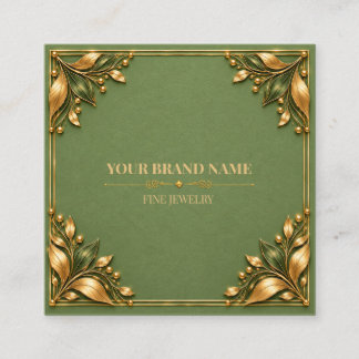 Visite Carré Carte de bague carrée minimaliste vert sauge or