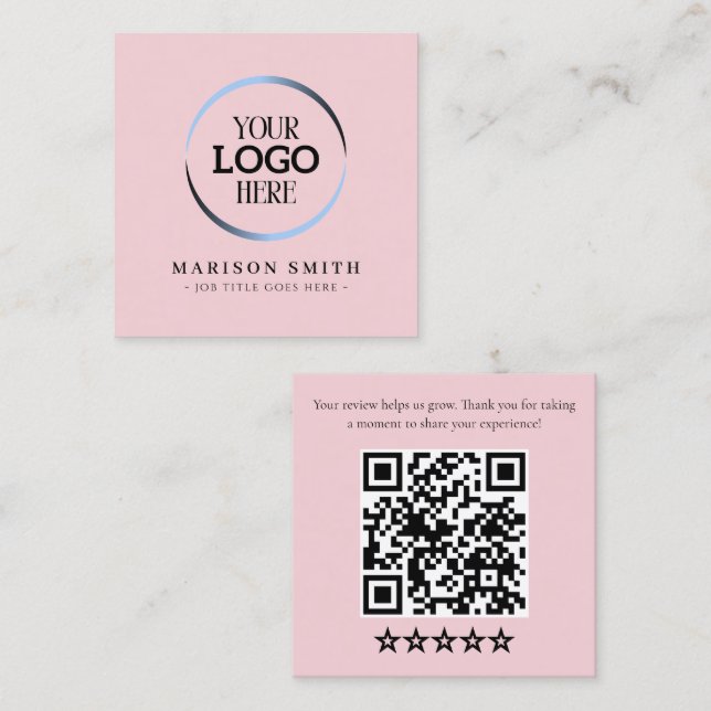Visite Carré Carte de code QR de critiques d'entreprise moderne (Devant / Derrière)