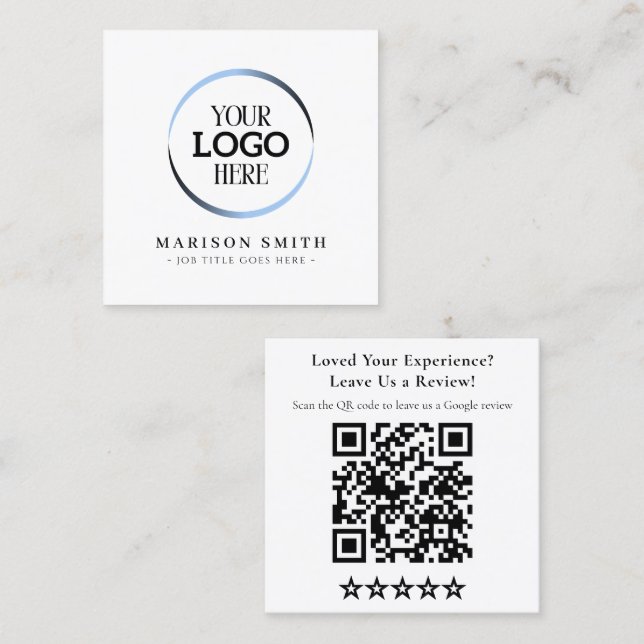 Visite Carré Carte de code QR de critiques d'entreprise moderne (Devant / Derrière)