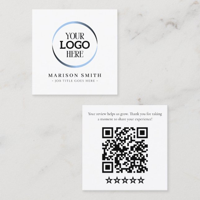 Visite Carré Carte de code QR pour les avis sur l'entreprise mo (Devant / Derrière)