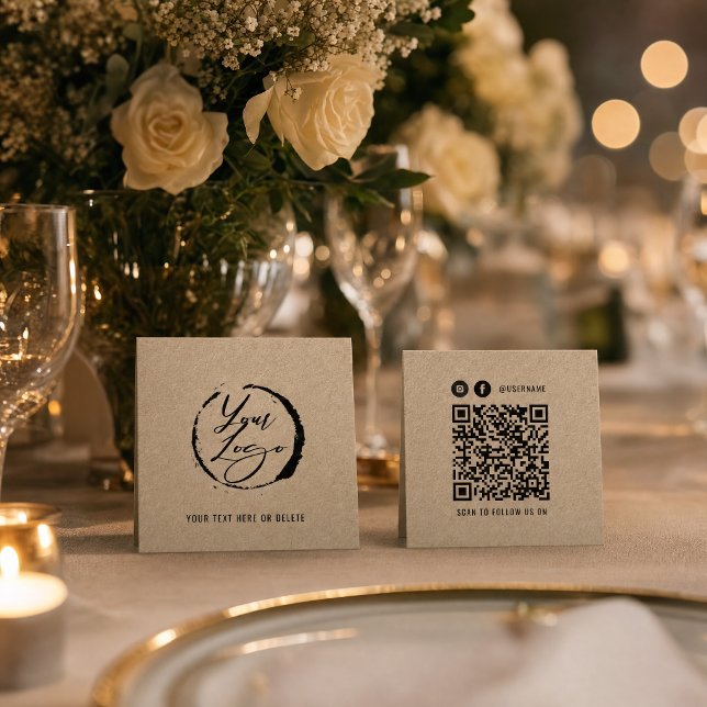 Visite Carré Carte de marque artisanale avec code QR (Craft Paper Brand Card with QR Code)