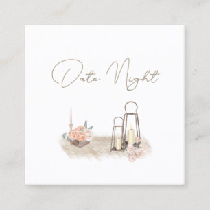Visite Carré Carte de nuit de rendez-vous florale élégante rose