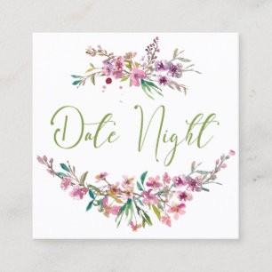 Visite Carré Carte de nuit Fleur Fleur de Cerisier Rose Élégant
