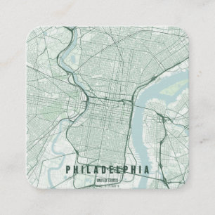 Visite Carré Carte de Philadelphie États-Unis Design Minimalist