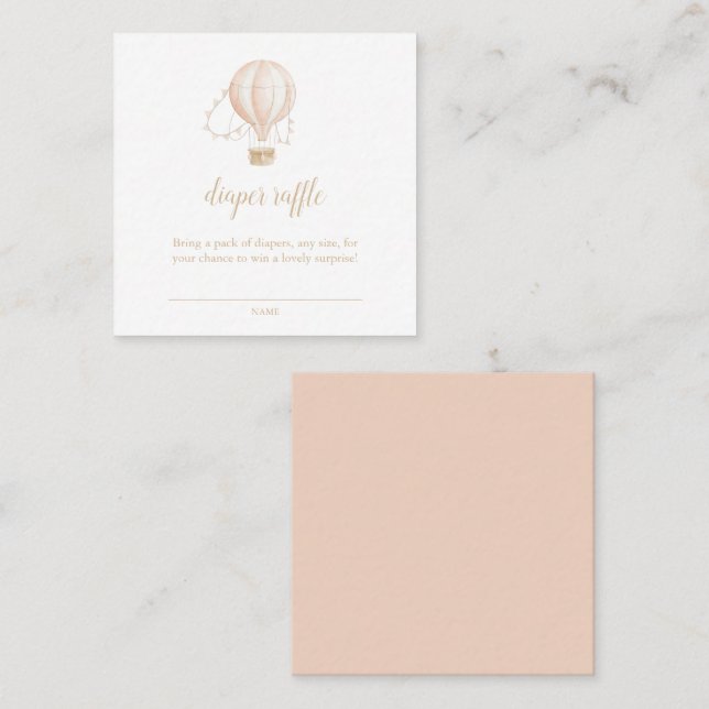 Visite Carré Carte de rabat Baby shower rose aquarelle (Devant / Derrière)