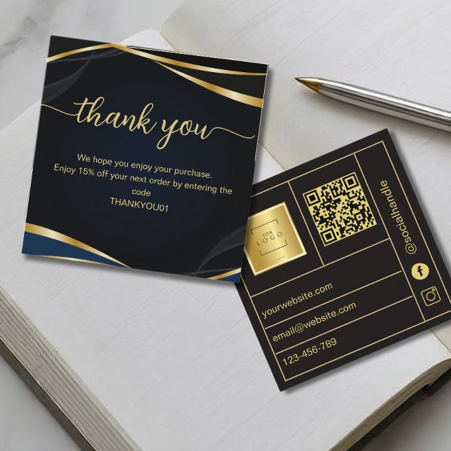Visite Carré Carte de remerciement de commande d'insertion en o (Créateur téléchargé)