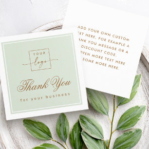 Visite Carré Carte de remerciement personnalisée verte sauge cl