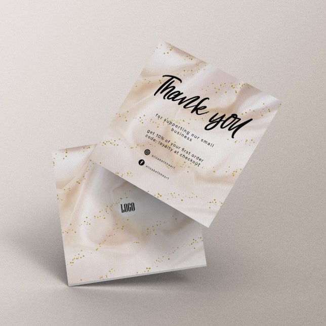 Visite Carré Carte de remerciements d'affaires Gold Satin Parti (Créateur téléchargé)