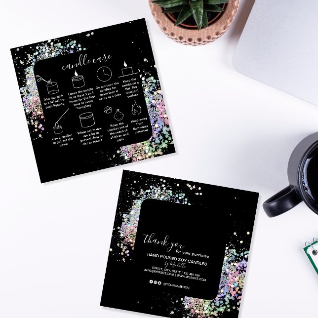 Visite Carré Carte de remerciements de soins aux bougies Ajoute (Créateur téléchargé)