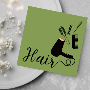 Visite Carré Carte de rendez-vous Coiffeur vert Sage Clean