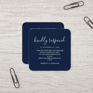 Visite Carré Carte de réponse de mariage élégante avec code QR