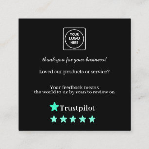 Visite Carré Carte de révision QR noire pour un feedback de con
