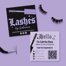 Carte de technicienne en cils gothique violet et n