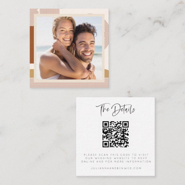 Visite Carré Carte photo de code QR de site web de mariage mode (Devant / Derrière)