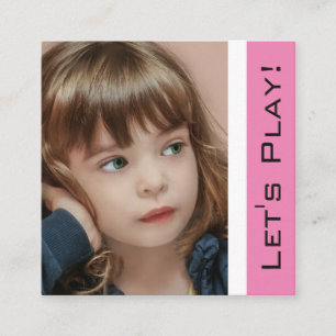 Visite Carré Carte rose à la mode w/Photo de Playdate