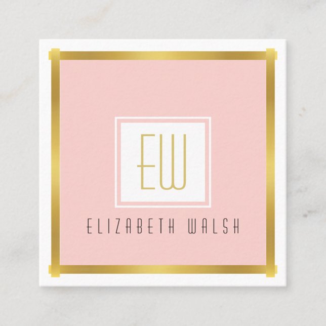 Visite Carré Conception de carte dorée et de blush rose profess (Devant)