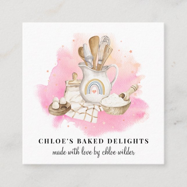 Visite Carré Cuisinier pâtissier Outils Ingrédients Carte de vi (Devant)