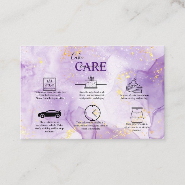 Visite Carré de soins de gâteau esthétique violet Carte d (Devant)