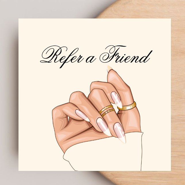 Visite Carré Elégant Chic Nail Salon Manicurist Carte de référe (Créateur téléchargé)