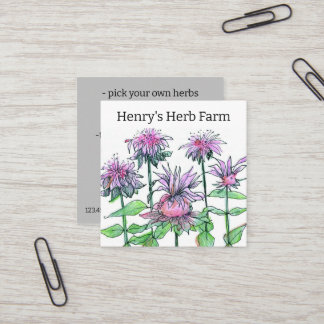 Visite Carré Herb Farm Bee Balm Plante médicinal Carte de visit