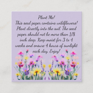 Visite Carré Instructions sur le papier semence sur le Carte de