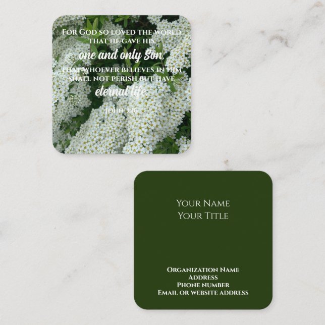 Visite Carré John 3:16 Texte personnalisé de la carte d'écritur (Devant / Derrière)