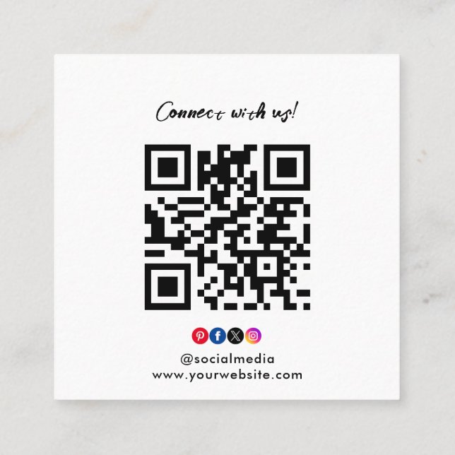 Visite Carré Logo personnalisé Se connecter avec Carte de visit (Dos)