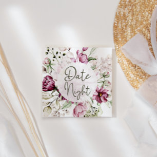 Visite Carré Peonies rose Bourgogne Floral Date Carte de nuit