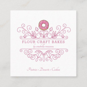 Visite Carré Rose Pink Frame Bakery Baker's Logo Carte de visit