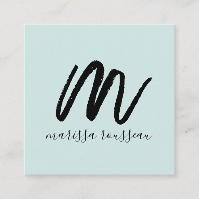 Visite Carré Script de Brûlure Noire Nom initial Carte d'appel  (Devant)