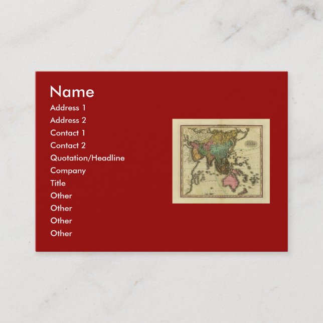 Visite Carte 1825 de l'Asie par Henry Tanner (Devant)