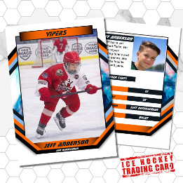 Visite Carte à échanger de hockey sur glace en orange cla