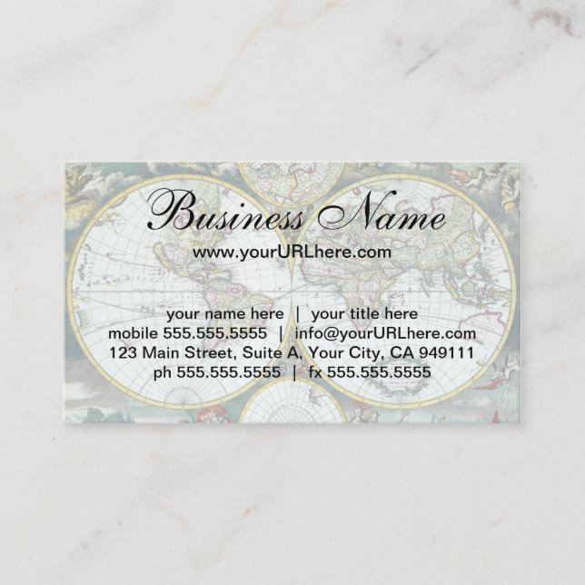 Visite Carte antique du monde du 17e siècle, Frederick De (Devant)