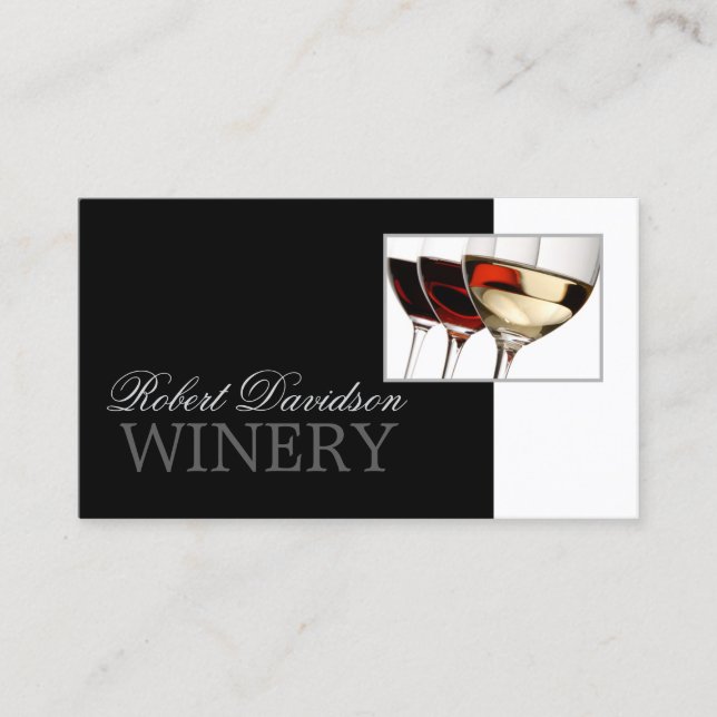 Visite Carte Black & White de la vinerie de sommelier (Devant)