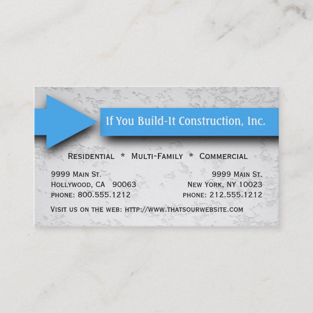 Visite Carte bleue d'entreprise de construction de flèche (Devant)