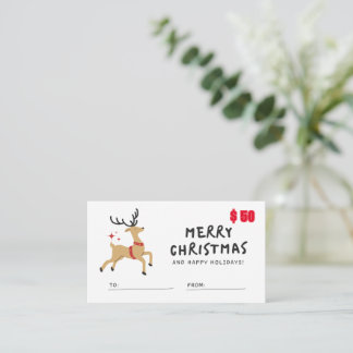 Visite Carte cadeau $50 pour Noël de mariée