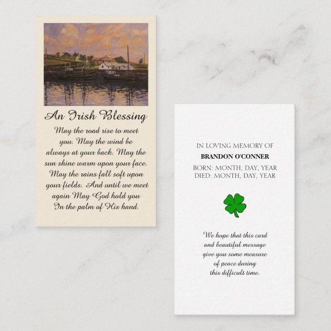 Visite Carte commémorative de la bénédiction irlandaise (Devant / Derrière)