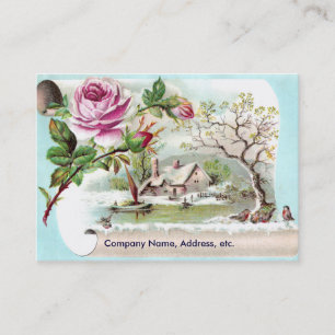 Visite Carte commerciale victorienne de rouleau de rose