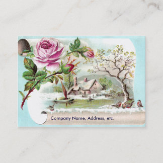 Visite Carte commerciale victorienne de rouleau de rose