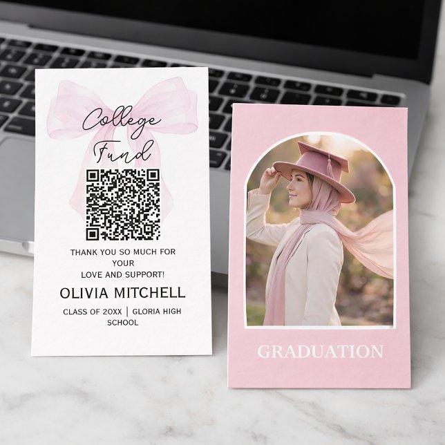 Visite Carte d'accompagnement de remise de diplôme pour f (#GraduationCard
#CollegeFundCard#GraduationInvitation#PinkGraduation#GraduationDesign#CustomGraduate)