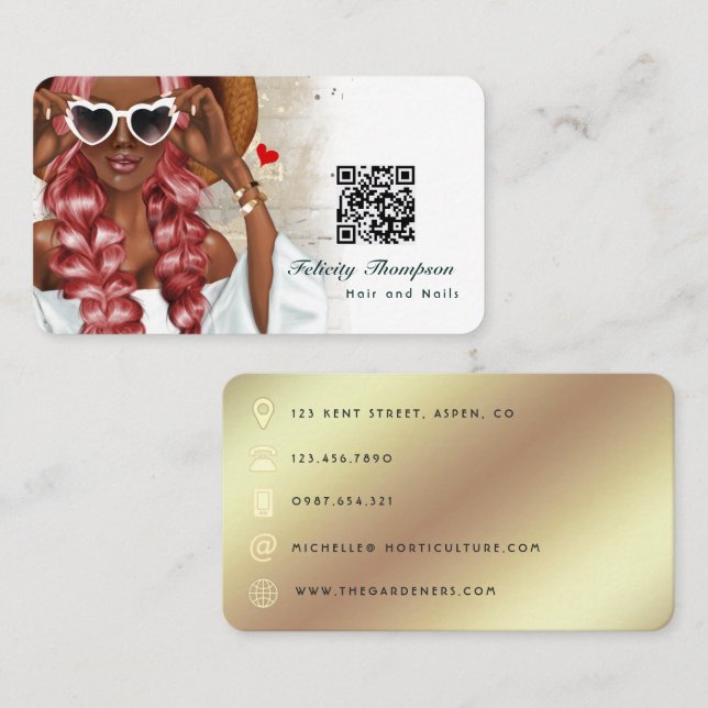 Visite Carte d'affaires de coiffeur afro-américain avec c (Devant / Derrière)