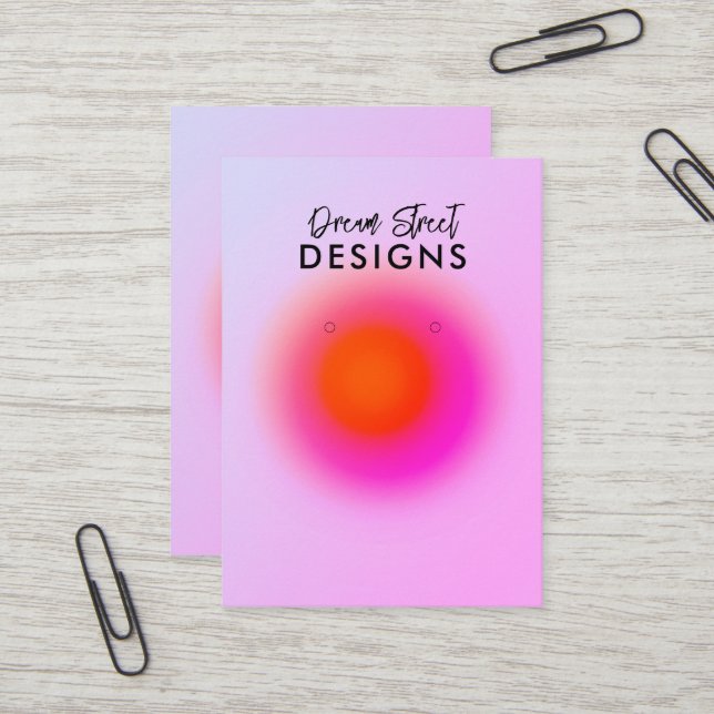 Visite Carte d'affichage de la calligraphie rouge rose or (Devant/Arrière en situation)