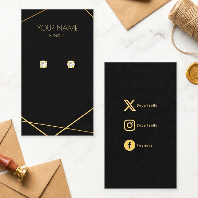 Visite Carte d'affichage miniature de l'oreille en or géo (Geometric gold earring miniature display card)