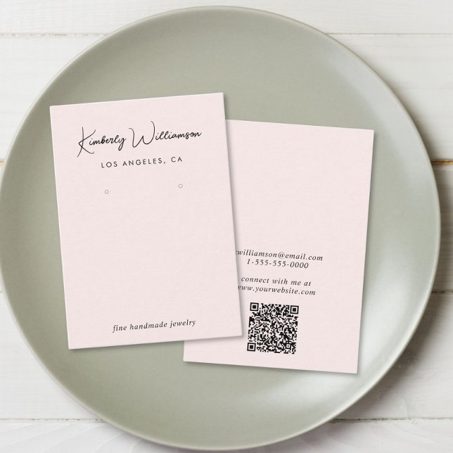 Visite Carte d'affichage rose à l'appui du code QR de scr (Empower your name in our signature script as your logo and brand identity)