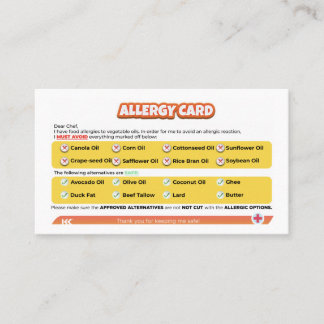 Visite Carte d'allergie aux huiles de semences