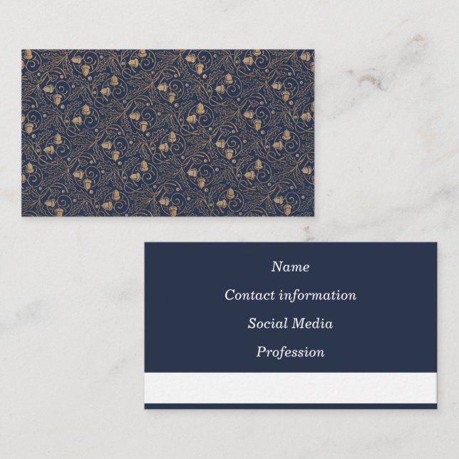 Visite Carte d'appel - Art Nouveau Feuille de chêne et ma (Devant / Derrière)