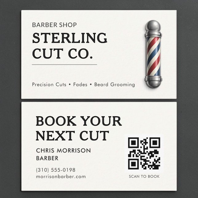 Visite Carte de barbier avec QR Code (Créateur téléchargé)