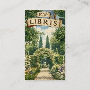 Visite Carte de bibliothèque Ex Libris de jardin vintage 