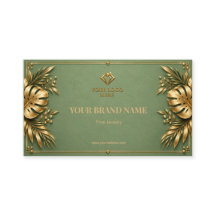 Carte de bijou minimaliste vert sauge or pour bouc